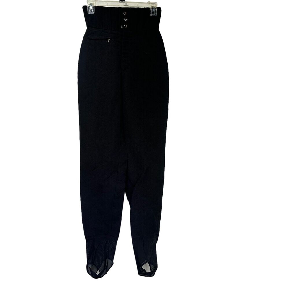 Bogner Vintage Wool Blend Black Ski Pants Skinny Leg Stir Ups Women's Size 6